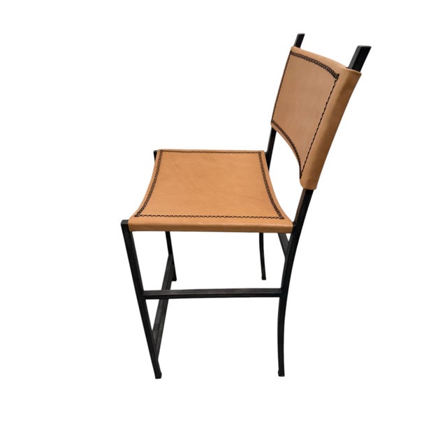 Early 21st Century Sol & Luna Tan Leather and Iron Counter Stool For Sale - Image 5 of 9