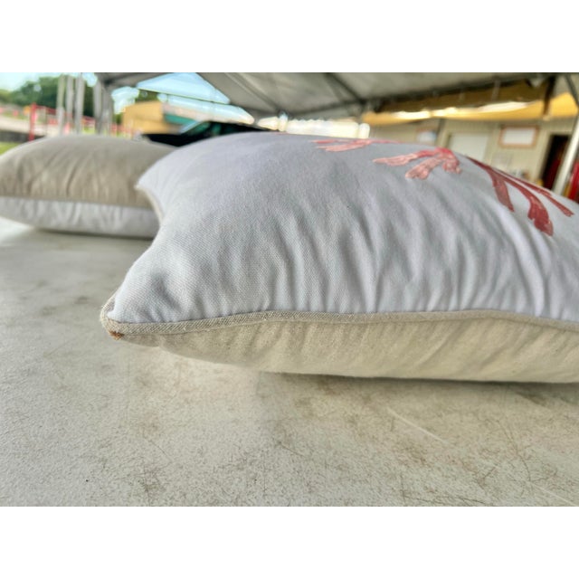 Coastal Coral Branch Accent Pillow For Sale - Image 4 of 4