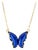 Gold Spiritual Blue Enamel Butterfly Necklace For Sale