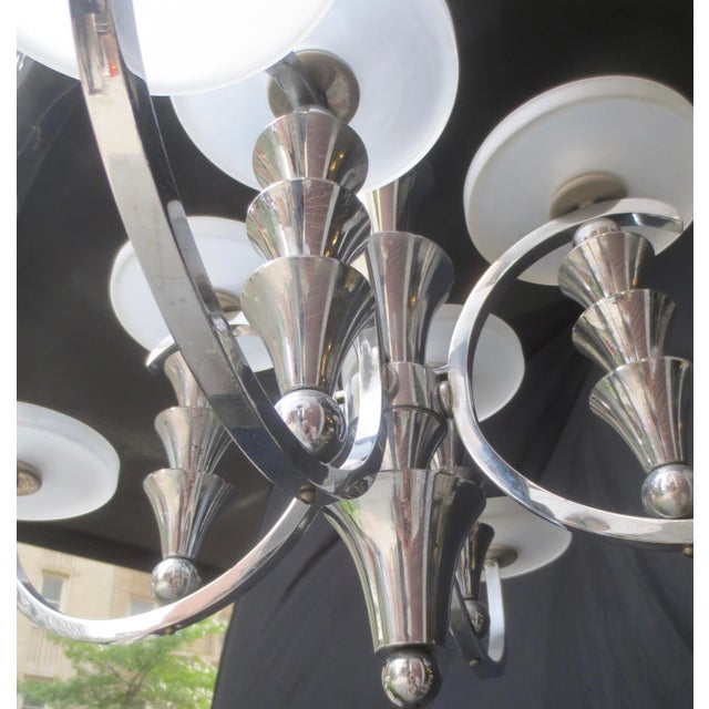 Vintage Arts Deco 8 Light Chrome Chandelier For Sale - Image 11 of 15
