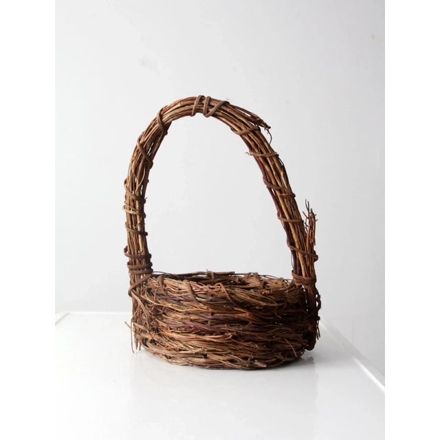 Vintage Rustic Twig Basket For Sale - Image 6 of 12