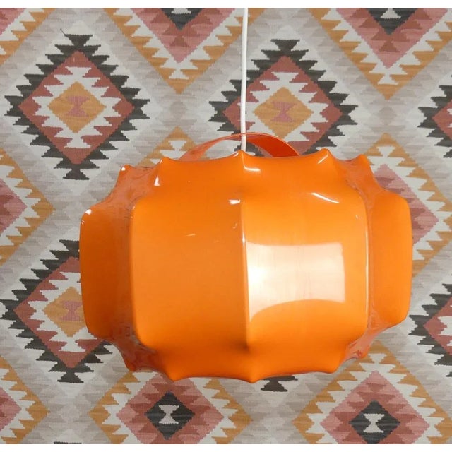 Hanging Ceiling Lamp in Orange Plastic from Ilka Plast, 1970s For Sale - Image 6 of 10
