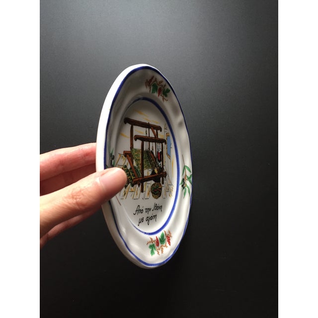 Ithaca Greek Pottery Weaving Woman Wall Plate For Sale - Image 4 of 9