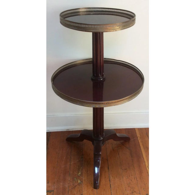 Highly decorative dark Mahogany with a French polished finish and pierced gallery dumbwaiter that turns. One side a the...