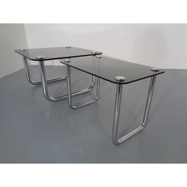 Italian Chrome & Smoked Glass Side Table, 1970s For Sale - Image 12 of 18