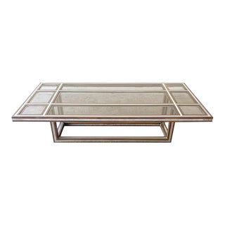 1960s Brass and Chrome Glass Top Coffee Table by Romeo Rega For Sale