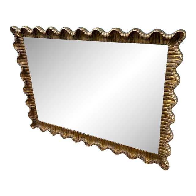 Solid Wood Italian Ruffle Mirror 52 1/4 X 38 Vertical or Horizontal For Sale