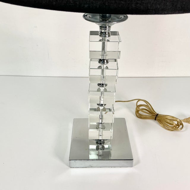 Transparent 1970s Vintage Contemporary Modern Stacking Square Lucite Cubes Table Lamp For Sale - Image 8 of 16