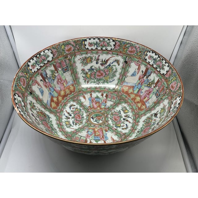 Chinese Rose Medallion porcelain punch bowl. Qing Dynasty, late 19th century, circa 1880. 16" diameter by 6 1/2" height....
