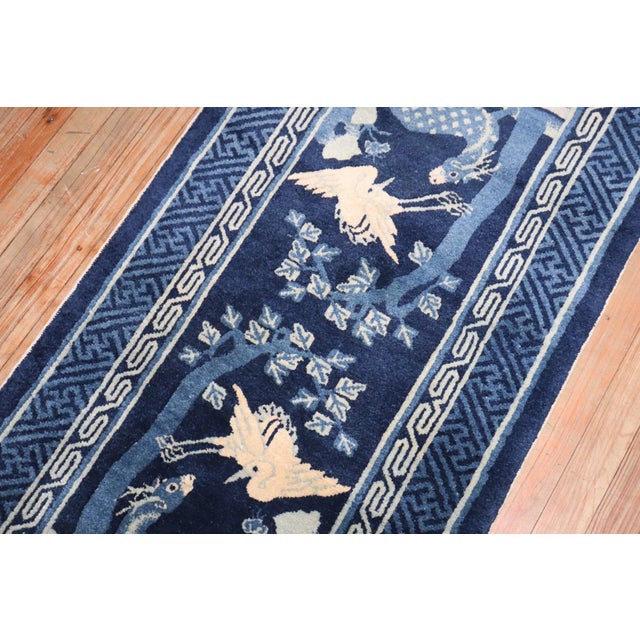Chinese Early 20th Century Chinese Peking Blue Pictorial Rug - 2'4" x 4'5" For Sale - Image 3 of 6