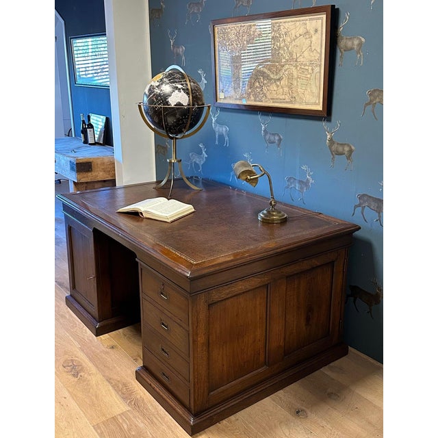Antique Partner's Desk in Teak, 1800s For Sale - Image 15 of 17