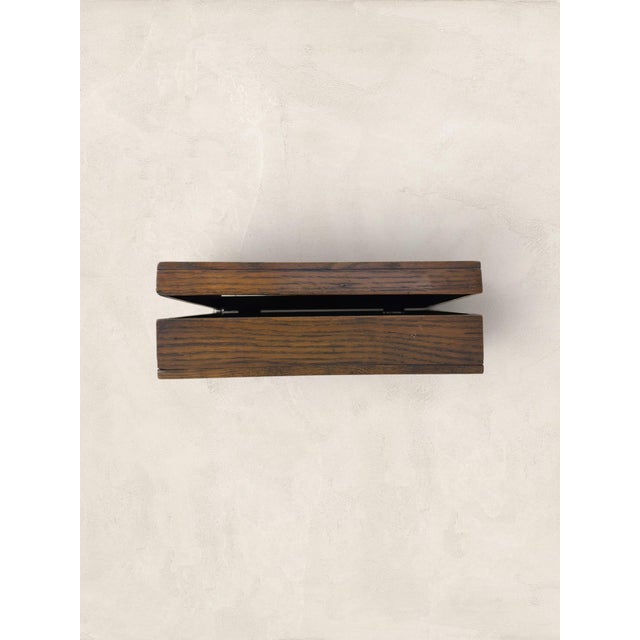Wood Antique English Hinged Oak Box For Sale - Image 7 of 17