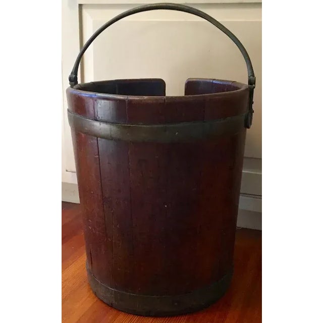 Brown 1790 English George III Period Mahogany Bucket with Brass Banding & Handle For Sale - Image 8 of 11