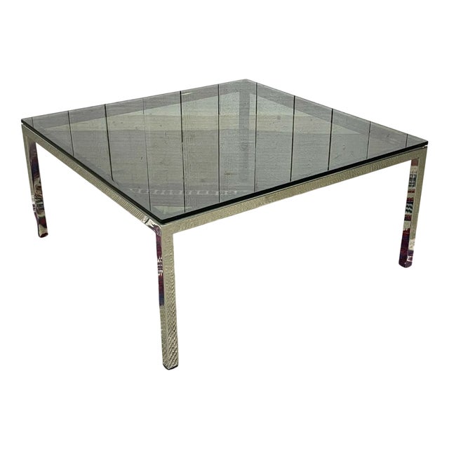 Chrome and Glass Top Coffee Table, 1980s For Sale
