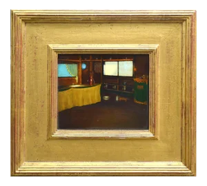 Leslie Buck "Kitchen View Interior" Oil on Wood 1938