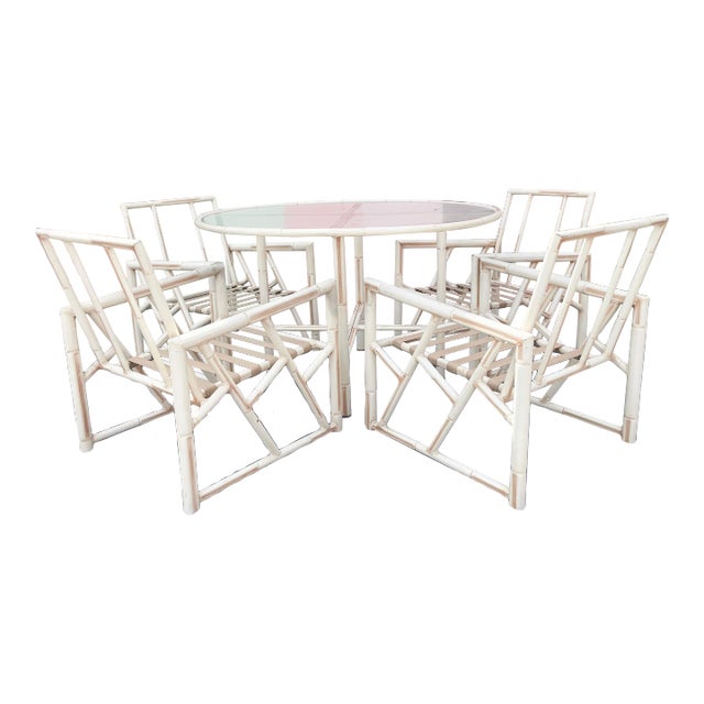 Palm Beach Regency Metal Chippendale Outdoor Dining Set - Set of 5 For Sale
