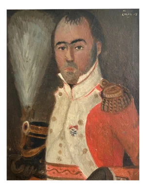 Albert Chavaz, Homme gradé en costume, Oil on Cardboard, Framed