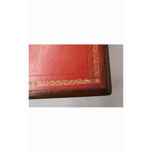 Brown 19th Century English Mahogany Writing Desk With Red Tooled Leather Top For Sale - Image 8 of 12