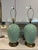 Vintage Crackle Celadon Porcelain Lamps With Brass Base & Silk Shades – A Pair For Sale - Image 14 of 16