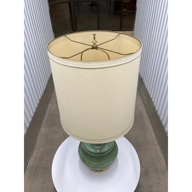 Large Size Frederick Cooper Crackle Glazed Porcelain Ginger Jar Table Lamp and Frederick Cooper Barrel Shade - a Pair For Sale - Image 9 of 13