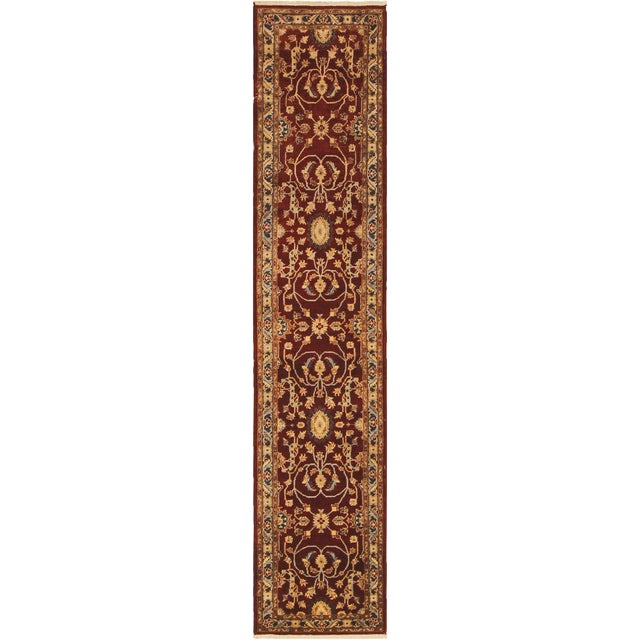 Floral Ziegler 1990's Red/Blue Wool Runner Rug- 2'5'' X 11'8'' For Sale - Image 9 of 9