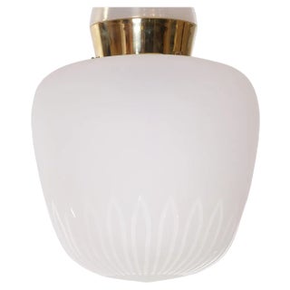 Swedish Glass & Brass Ceiling Light attributed to Böhlmarks, 1940s For Sale