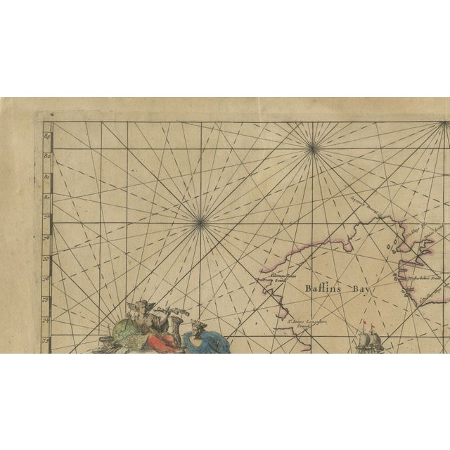 Sea Chart of Hudson Bay, Baffin Bay and Greenland by Frederick de Wit, 1690 For Sale - Image 6 of 8