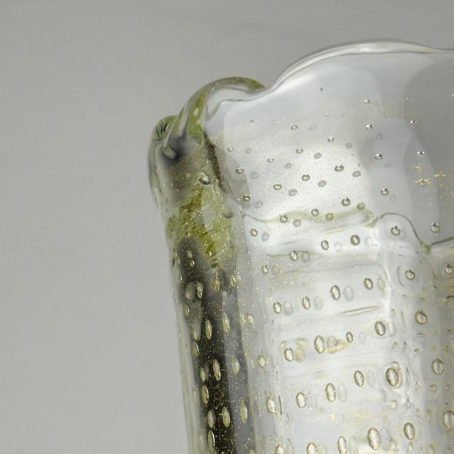 Original murano vase by Imperio Rossi. Made in Italy in the 2000. Colorless glass vase with gold leaf application. Glass...