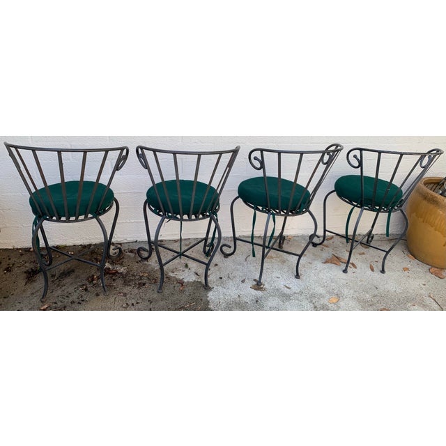 1960s Vintage Painted Wrought Iron Garden Chairs, Set of 4 For Sale - Image 10 of 12