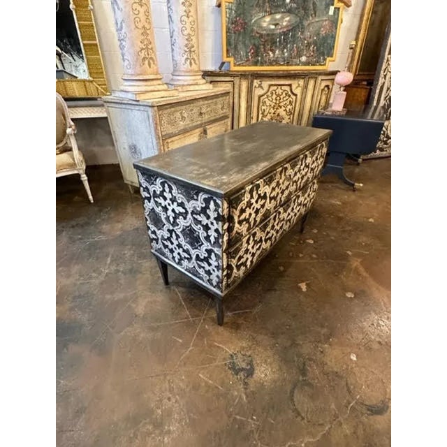 Wood Antique Neo-Classical Style Painted Black and White Chests of Drawers For Sale - Image 7 of 7