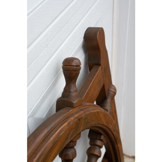 Vintage Nautical Ship Wheel Helm Twin Mahogany Headboards a Pair