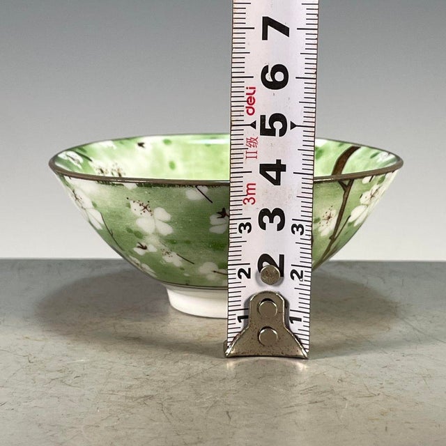 Chinese Green Ground Porcelain Bowl With Prunus Blossom Motif For Sale - Image 4 of 9