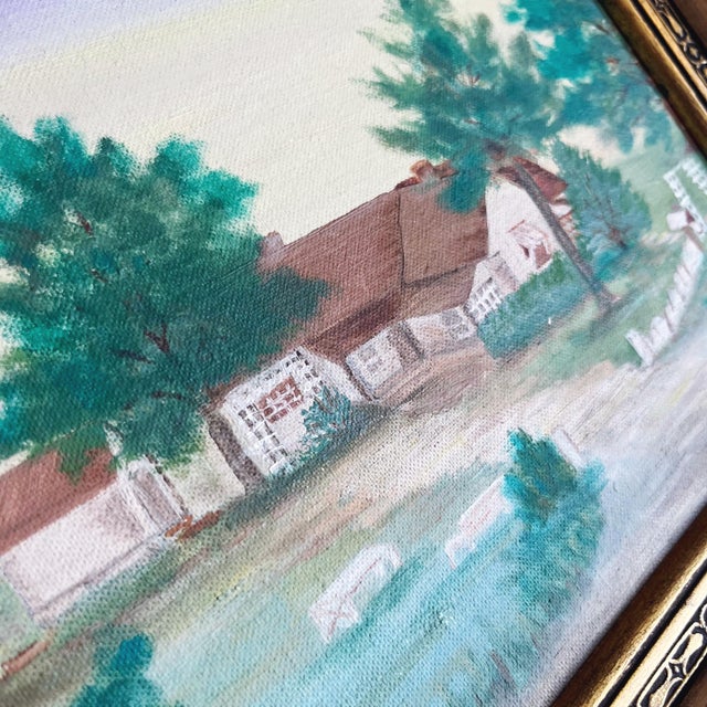 Farmhouse Vintage “Home” Original Signed Oil Painting For Sale - Image 3 of 6