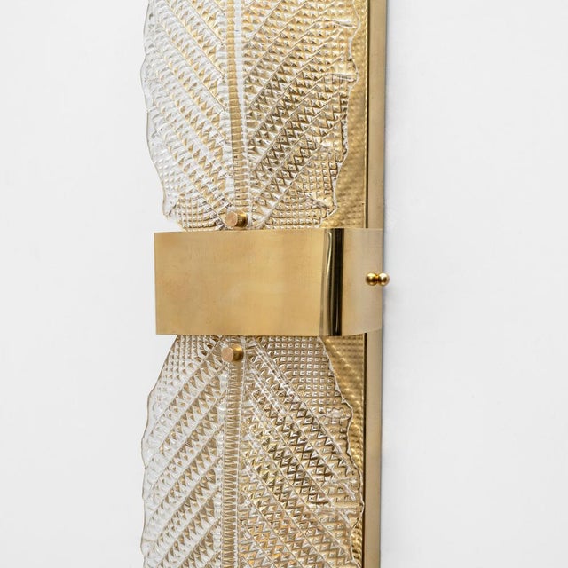 Metal Graniglia Murano Glass and Brass Leaf Sconces, 2000, Set of 2 For Sale - Image 7 of 10