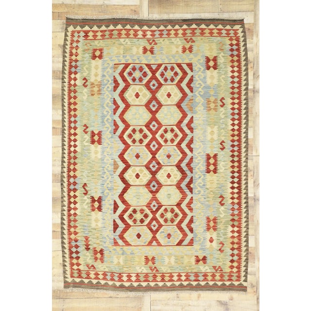 Mid 20th Century Vintage Afghani Kilim Rug, 06’09 X 09’07 For Sale - Image 9 of 11