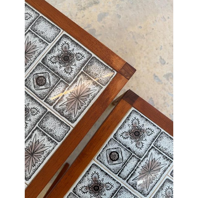 Nesting Tables in Teak and Danish Tiles, Set of 3 For Sale - Image 10 of 11