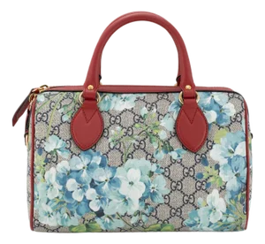 Gucci Gg Blooms Gg Supreme Floral Blue and Red Small Boston Shoulder Bag