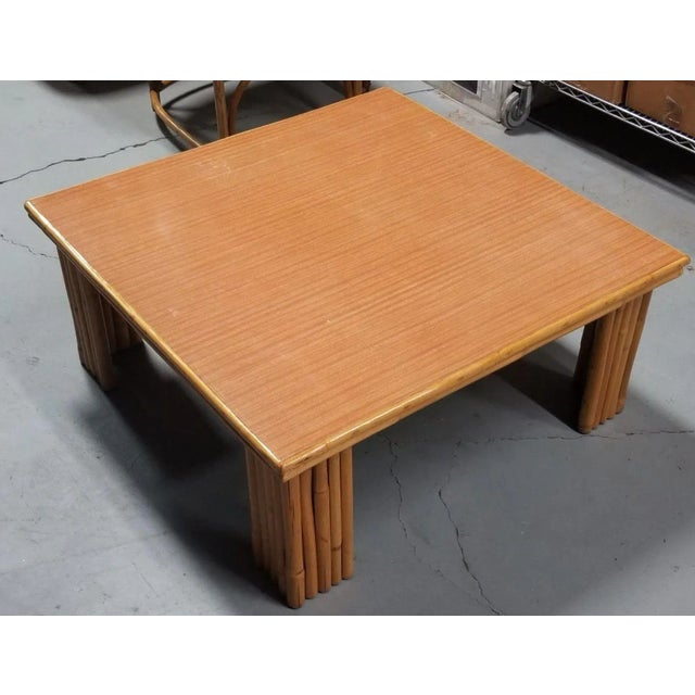 1950s Restored Rattan Coffee Table with Formica Top For Sale - Image 4 of 6