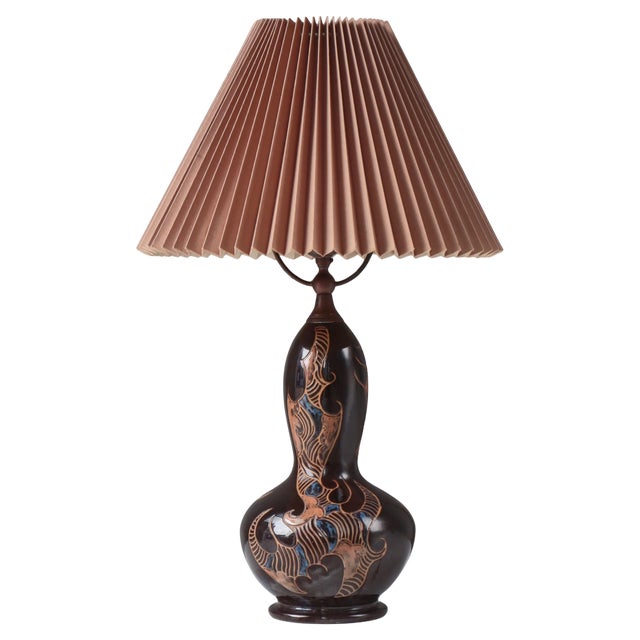 Art Nouveau Ceramic Table Lamp attributed to Møller & Bøgely, Denmark, 1910s For Sale