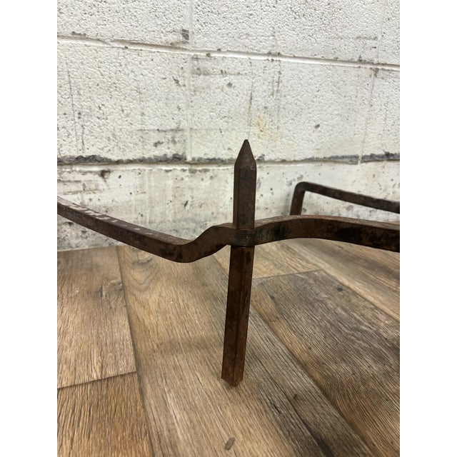 Traditional Vintage Hand Forged Scrolled Wrought Iron Fireplace Andirons Fire Dogs For Sale - Image 3 of 8