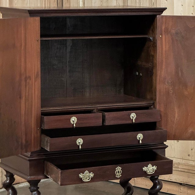 Wood 19th Century Dutch Collector’s Cabinet With Brass Hardware For Sale - Image 7 of 18