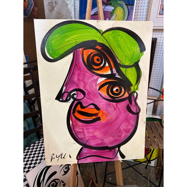 1970s Peter Keil Abstract Painting of a cubist female. Executed with oil on board. COA on back guaranteed authentic direct...