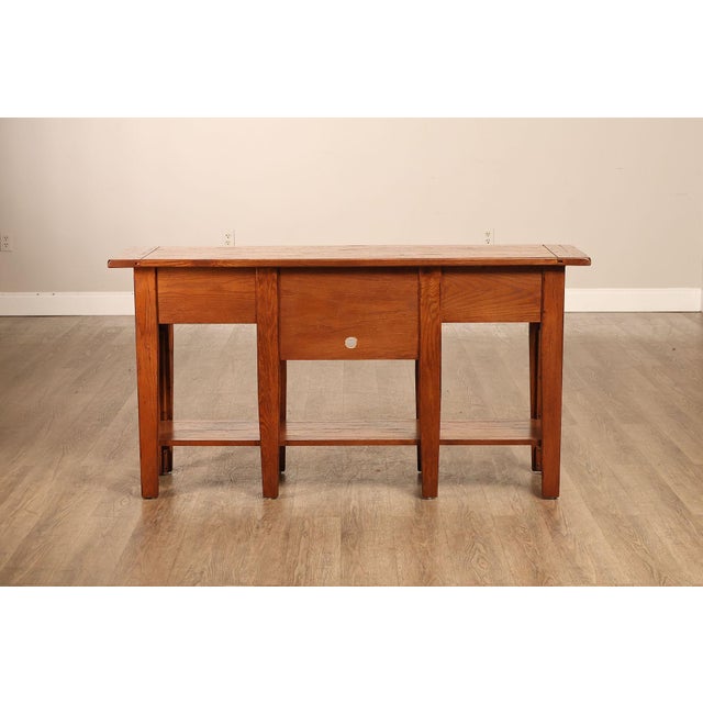 Broyhill Attic Heirlooms Country Style Oak Console Table For Sale - Image 11 of 15