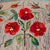 Vintage Hand-Hooked Half-Moon Wool Rug, with red flower design on gray and blue ground. 1' 6" L x 3' 2" W. Provenance:...
