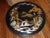 This is a 1970s gold and silver leaf painted Asian inspired round cocktail table. A trouvailles creation was a handmade...