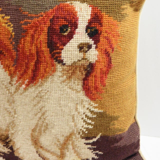 Vintage Needlepoint Cavalier King Charles Spaniel Pillow Cover Chairish
