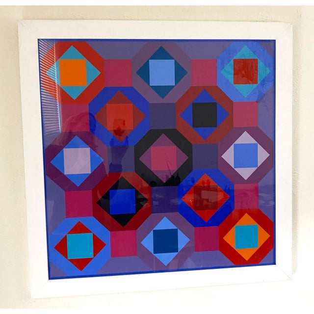 1970s Original Victor Vasarely "Oc-Ta" Op Art Screenprint, Framed For Sale - Image 5 of 13