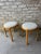 Mid 20th Century Pair of Mid 20th Century Danish Blonde Wood Stools With Upholstered Tops For Sale - Image 5 of 14