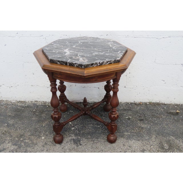 Knoxville Early 1900s Marble Top Carved Side End Lamp Table For Sale - Image 13 of 13