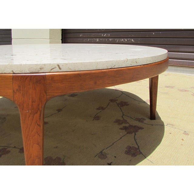 Danish Modern Round Stone Top Coffee Table by Lane Chairish